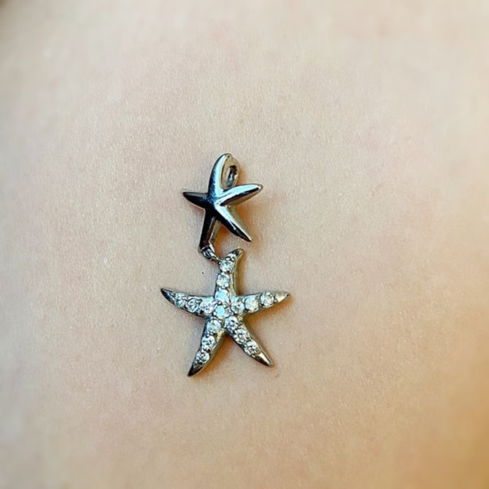 Starfish necklace pendant with real diamonds